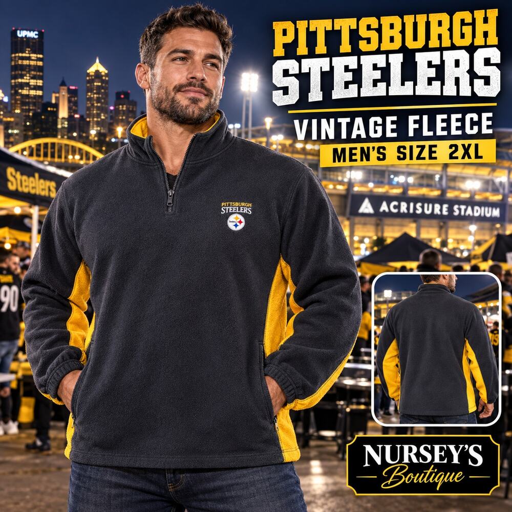 Vintage Pittsburgh Steelers NFL Fleece Pullover Mens 2XL Quarter Zip GIII